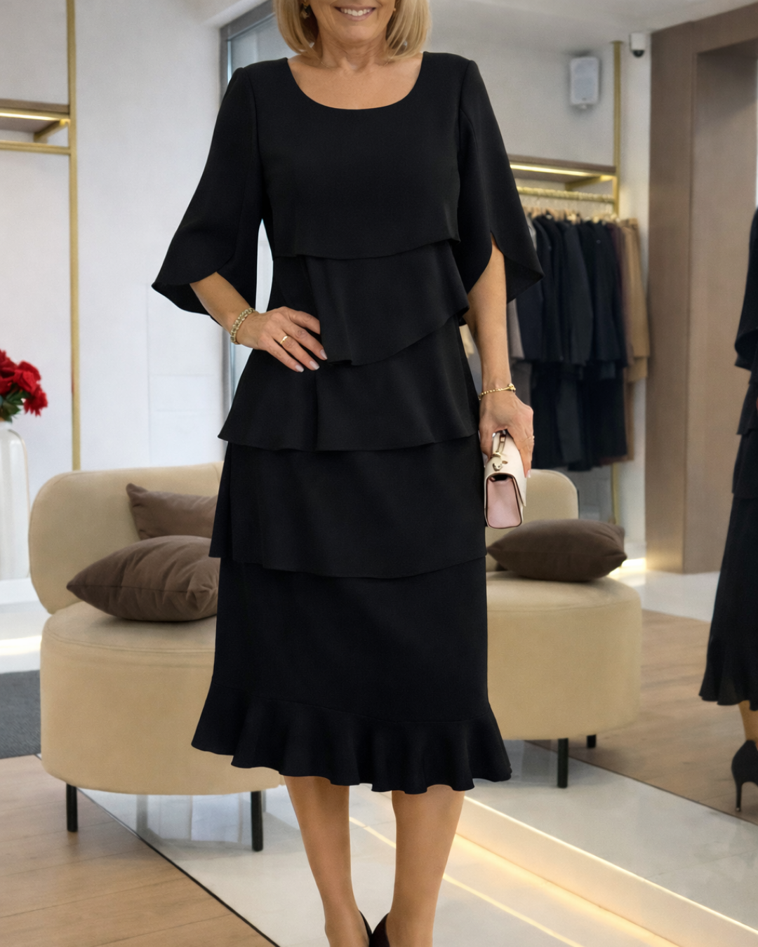 Abito midi Donna | Volant a Strati & Eleganza che Slancia