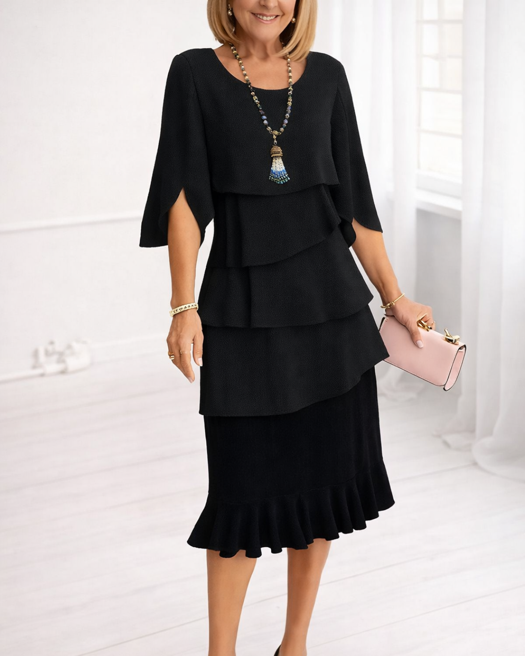 Abito midi Donna | Volant a Strati & Eleganza che Slancia