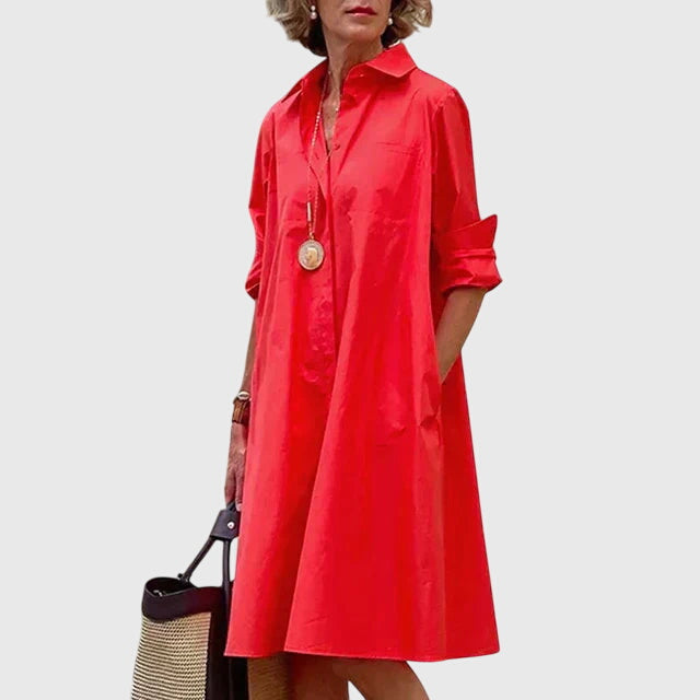 Abito Midi Donna con Tasche Stile Rilassato Comodo - Vesarelli