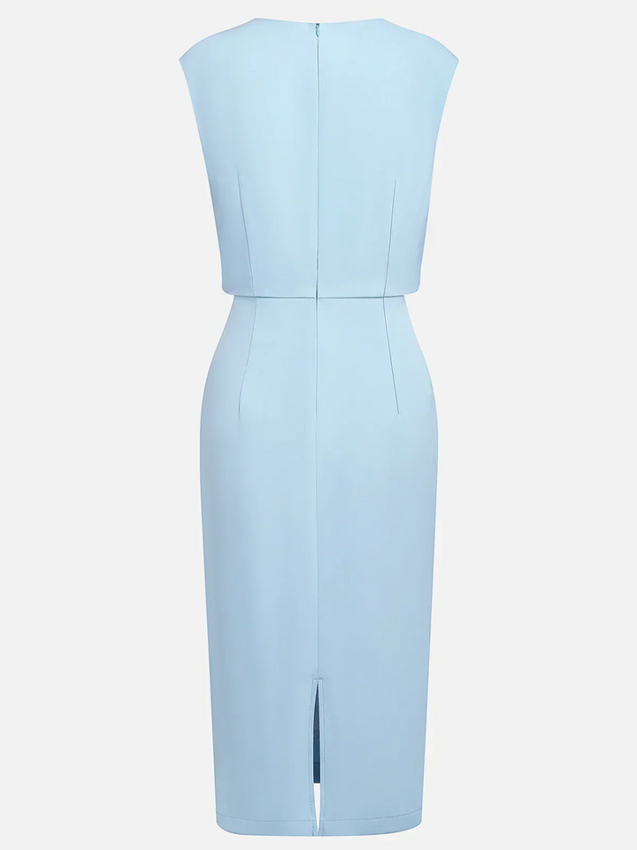 Abito midi di designer Donna | Drappeggio Laterale & Scollo a Goccia