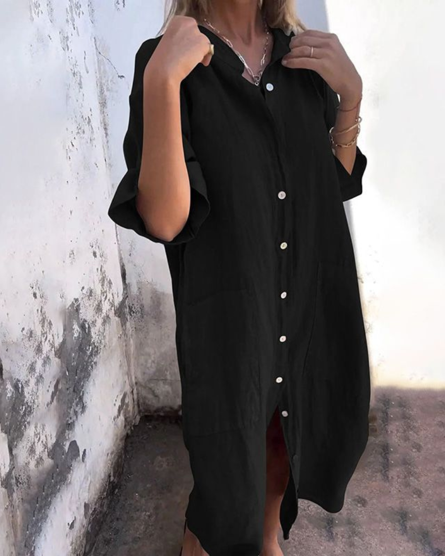 Abito Da Donna Elegante Chemisier Boho Versatile Estivo - Vestiti Eleganti Donna Ideale Per Giornate Calde 1