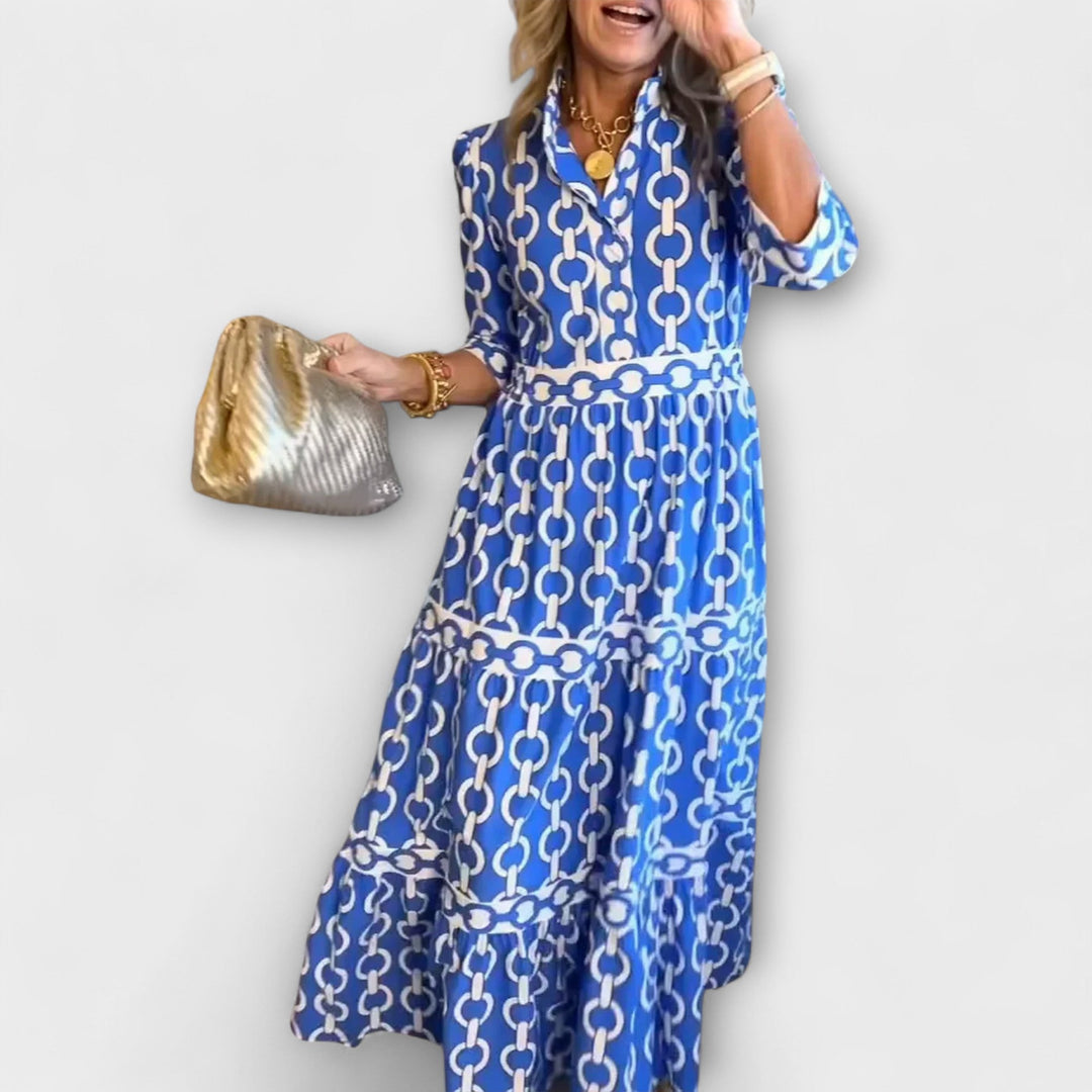 Abito Midi Donna Maniche Tre Quarti Elegante Cerimonia - Vesarelli