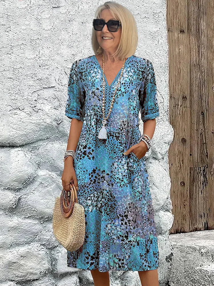 Abito Donna Midi Floreale Elegante per Cerimonia - Vestito Estivo Raffinato e Lusinghiero 2