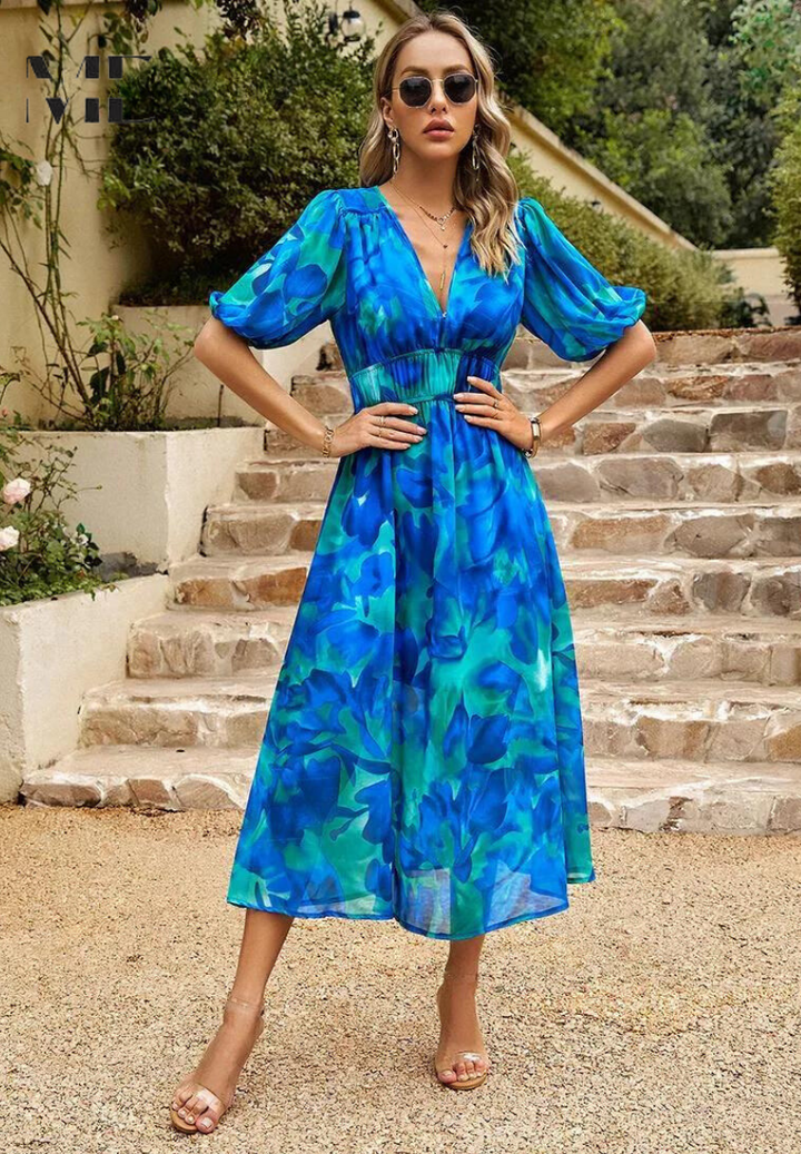 Abito Floreale Elegante da Donna per Cerimonia - Vestiti Eleganti Estivi per Ogni Occasione 11