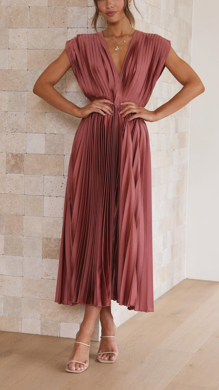 Abito Lungo Elegante Plissettato per Cerimonia - Vestito Lungo Estivo per Occasioni Speciali 1