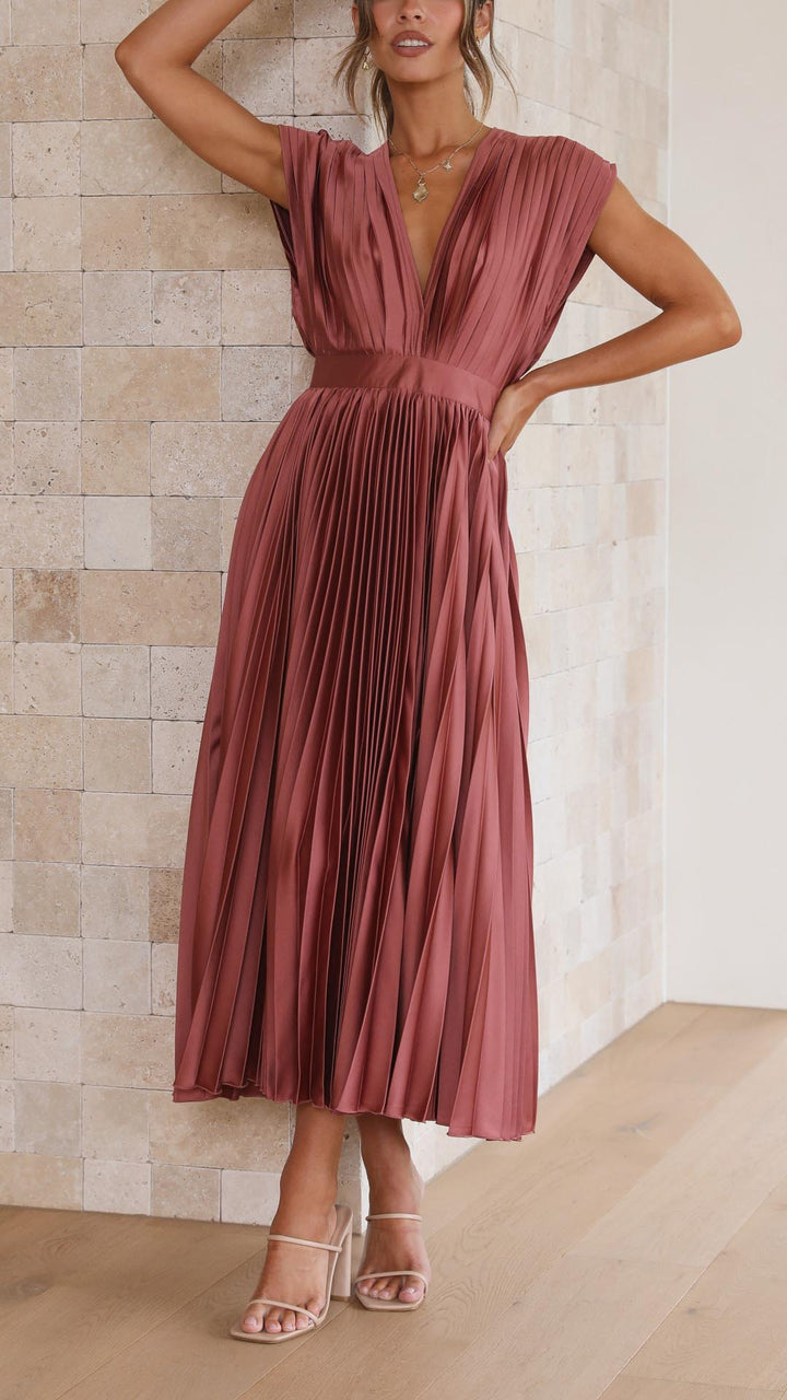 Abito Lungo Elegante Plissettato per Cerimonia - Vestito Lungo Estivo per Occasioni Speciali 2