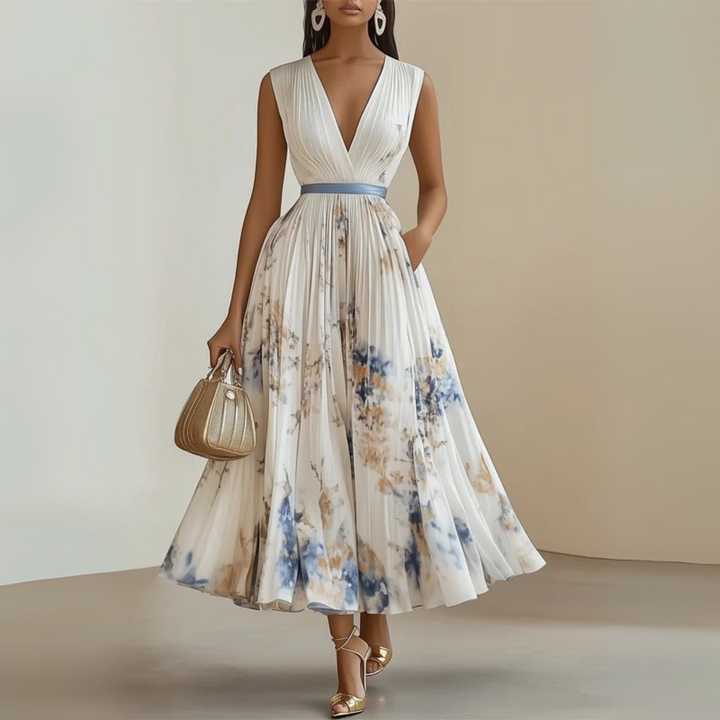 Abito Maxi Donna Estivo Scollo a V Senza Maniche Comodo - Vesarelli