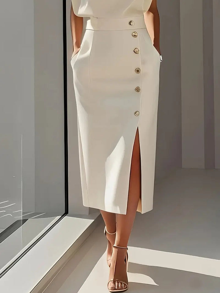 Abito Midi Donna Tessuto Leggero Spacco Laterale Estivo - Vesarelli