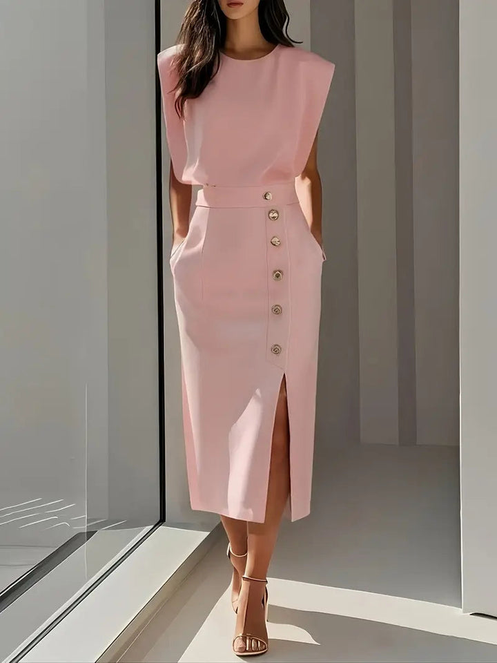Abito Midi Elegante con Spacco Laterale per Donne - Stile Raffinato per l'Estate 2