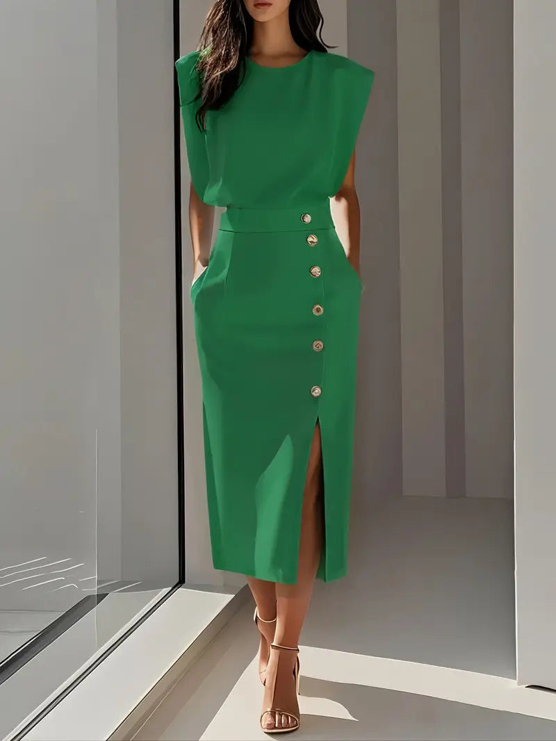 Abito Midi Elegante con Spacco Laterale per Donne - Stile Raffinato per l'Estate 5
