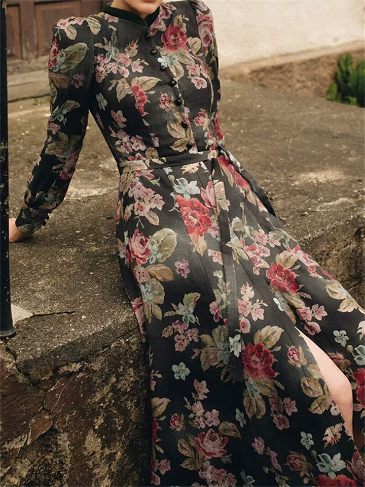 Abito dirndl vintage nero con motivo floreale – Oktoberfest | Con grembiule per uno stile tradizionale classico 1