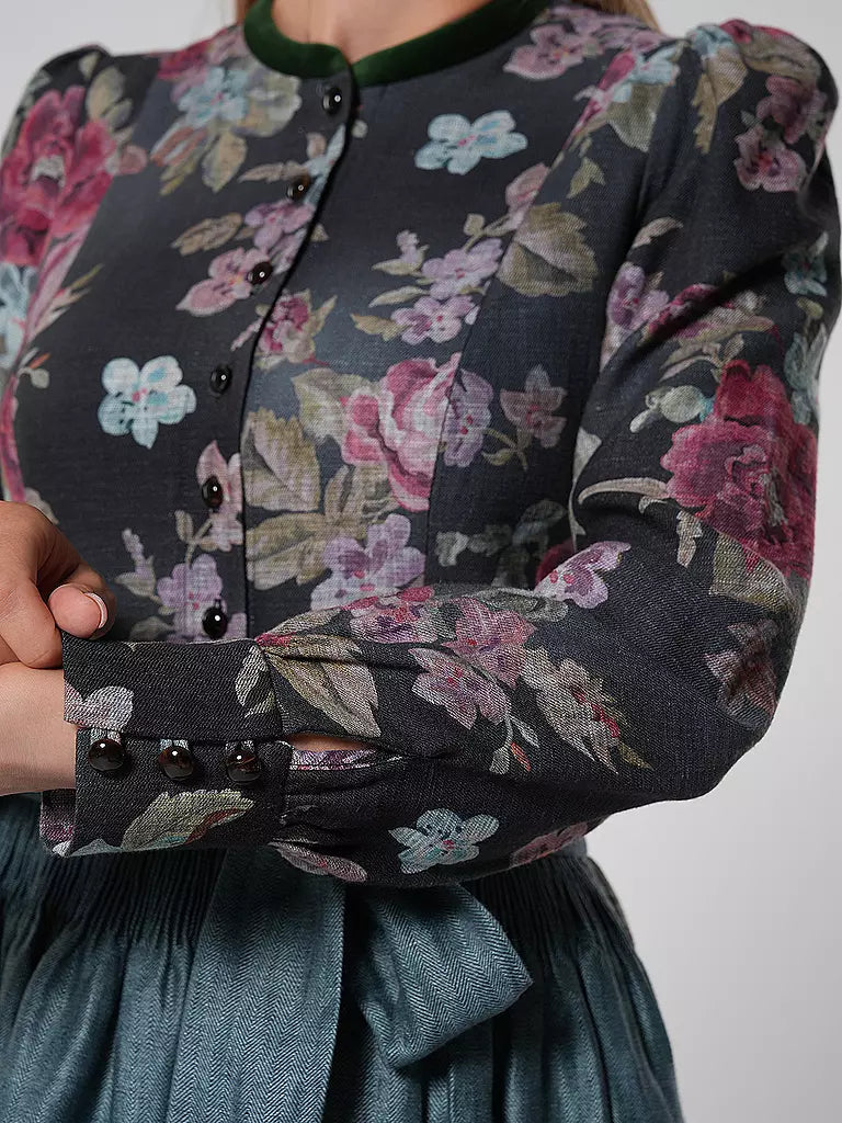 Abito dirndl vintage nero con motivo floreale – Oktoberfest | Con grembiule per uno stile tradizionale classico 3
