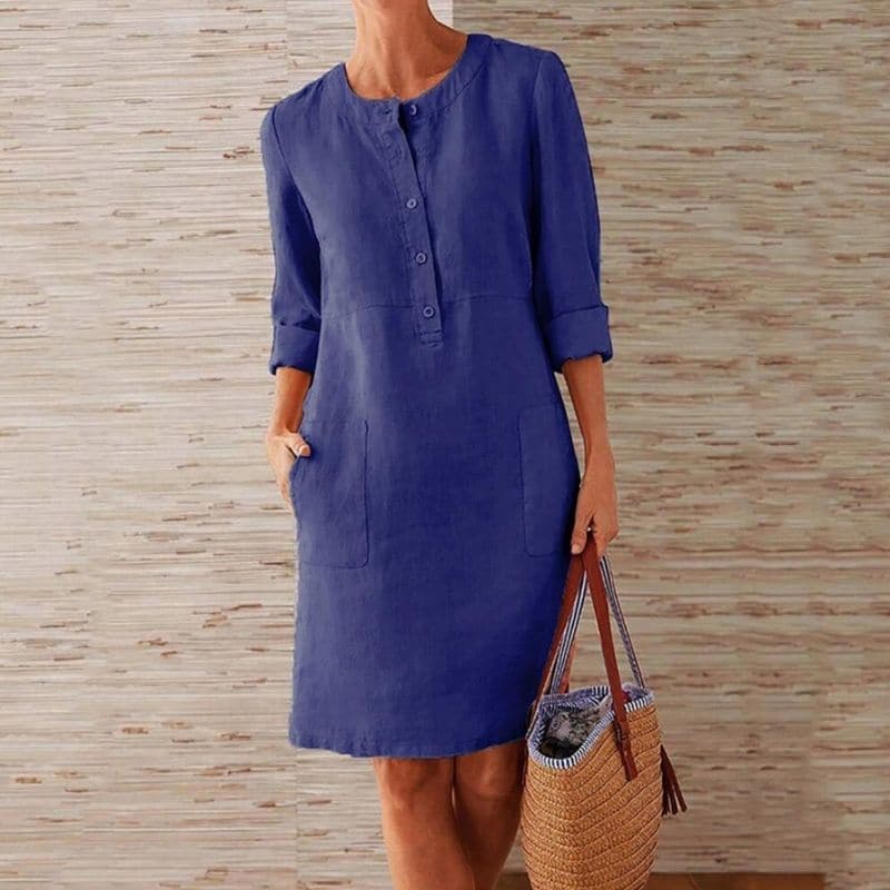 Abito Donna in Lino Stile Casual Raffinato Autunnale - Vesarelli