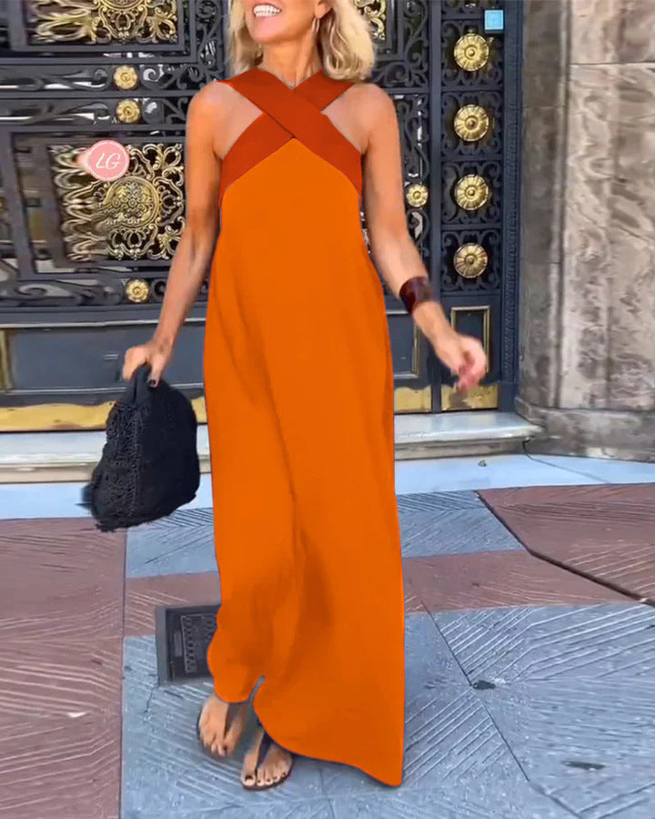 Abito lungo incrociato elegante e traspirante per donne - Maxi dress estivo 4