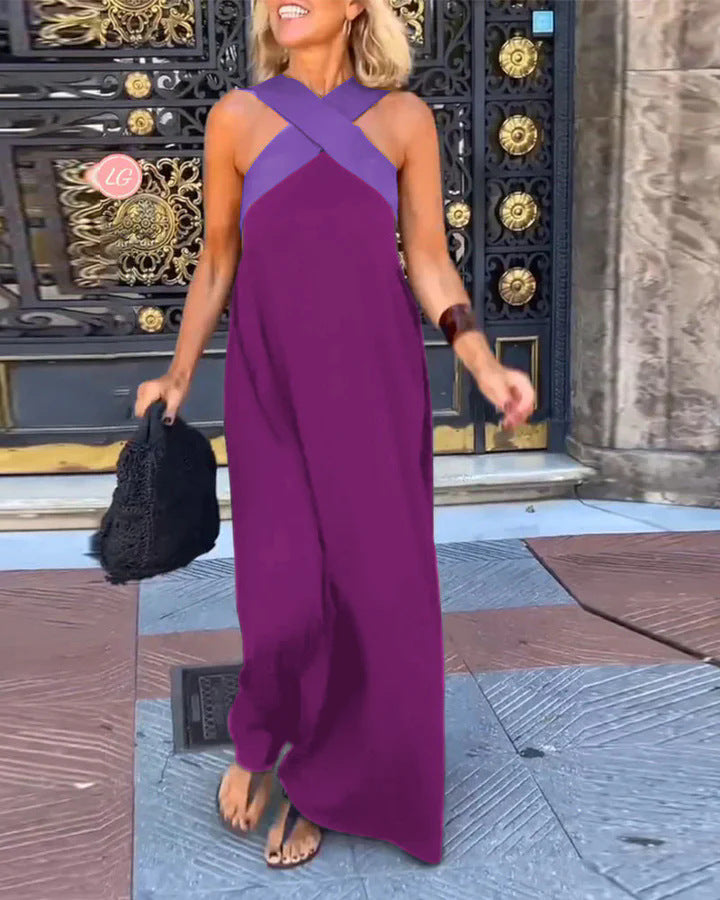 Abito lungo incrociato elegante e traspirante per donne - Maxi dress estivo 5