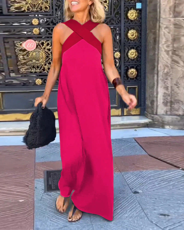 Abito lungo incrociato elegante e traspirante per donne - Maxi dress estivo 6