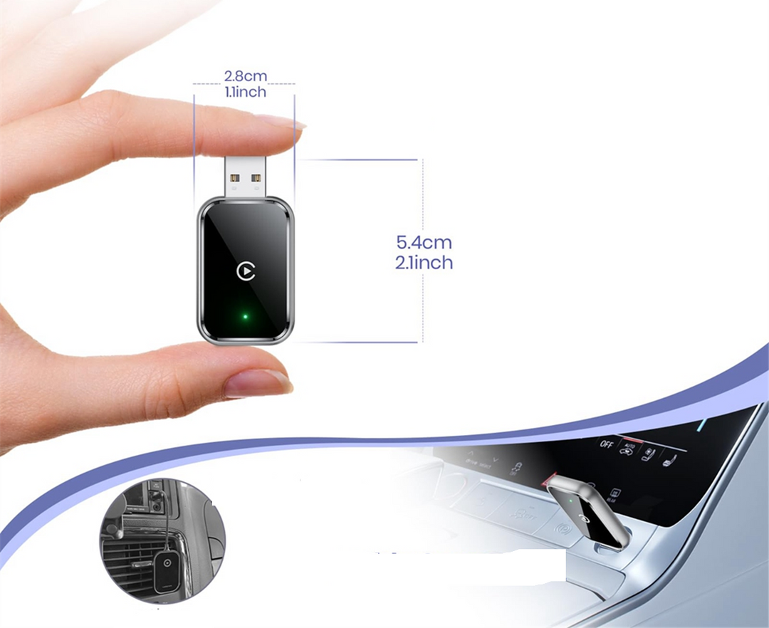 Adattatore Wireless CarPlay – Convertitore Mini USB e USB-C da connessione cablata a wireless 4