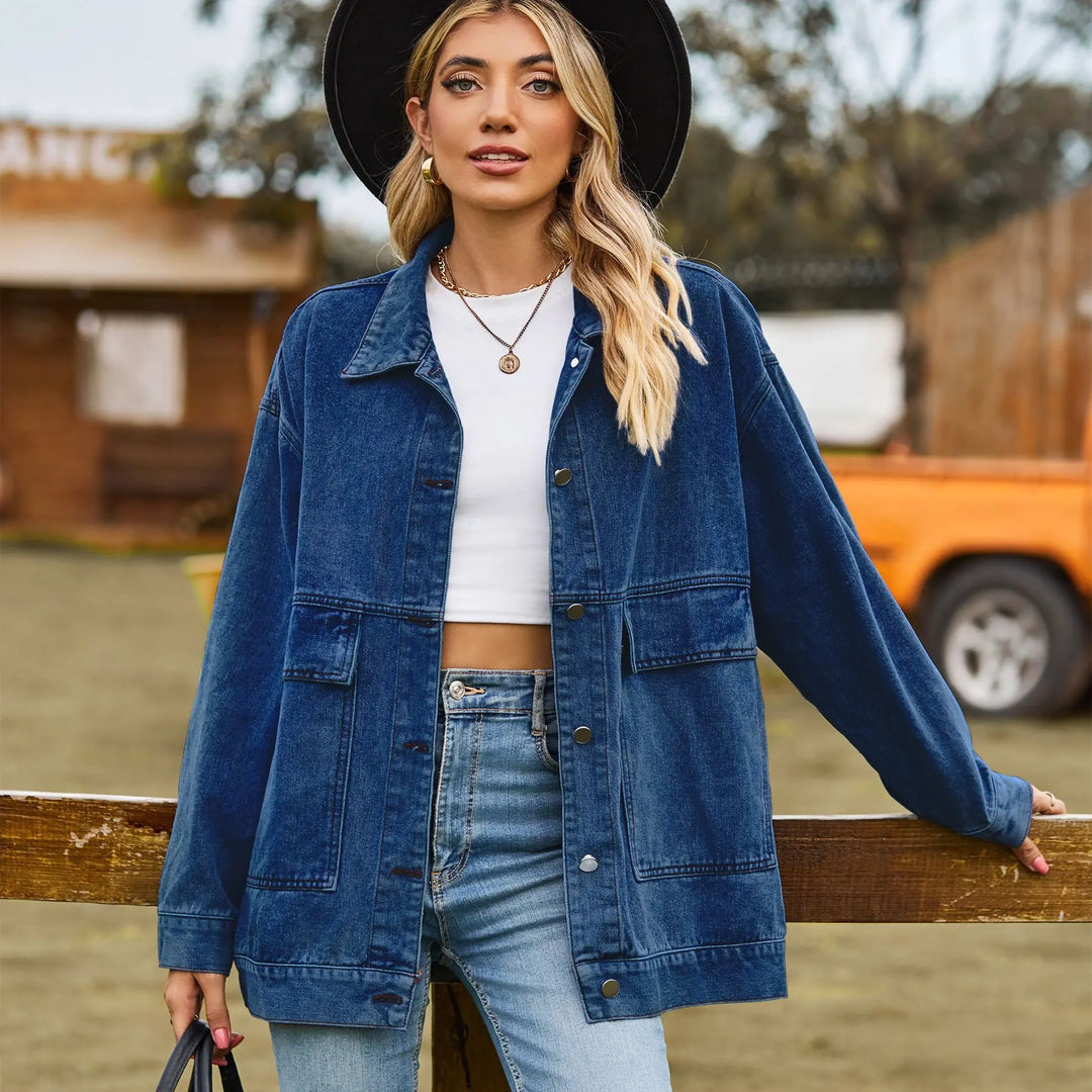 Giacca Donna in Denim Oversize Stile Classico