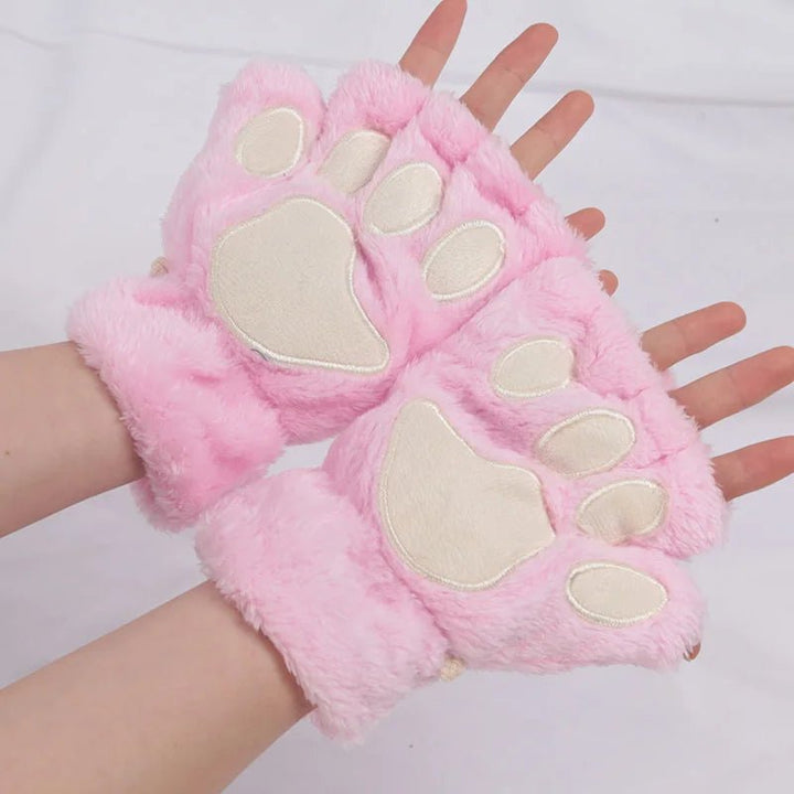 Adorabili guanti di peluche a forma di zampa di gatto da donna: morbidi, comodi e soffici guanti senza dita 9