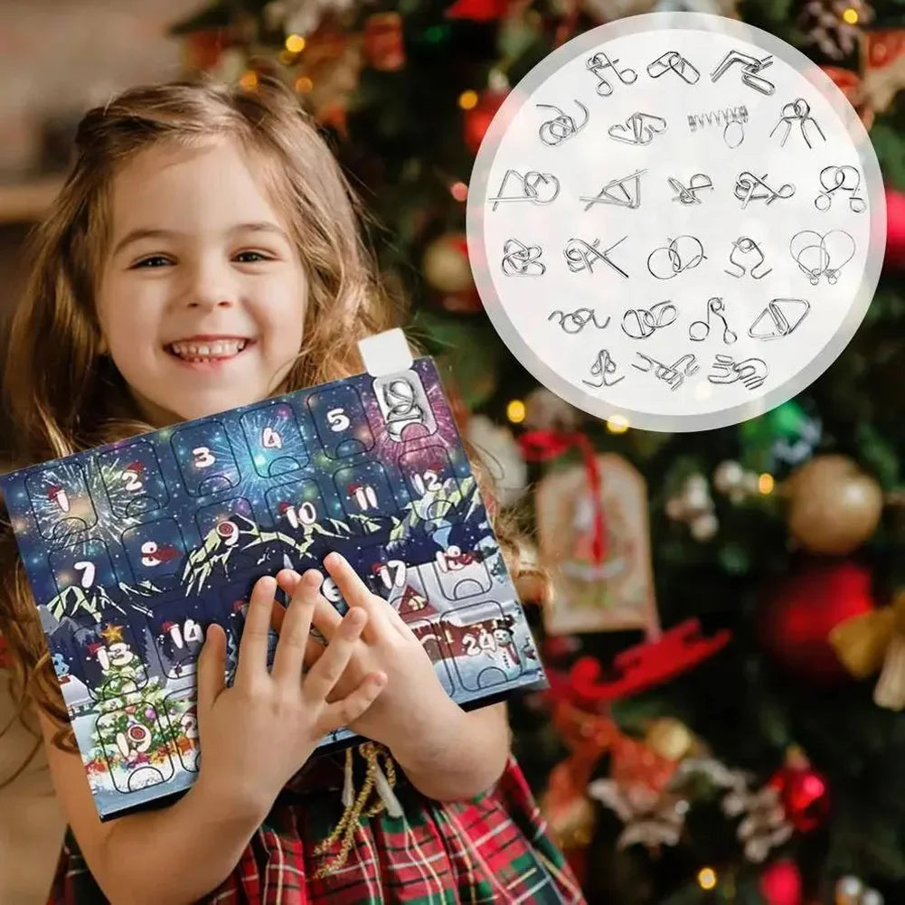 AdventPuzzle | Calendario dell'Avvento educativo con puzzle in metallo e 24 rompicapo 1