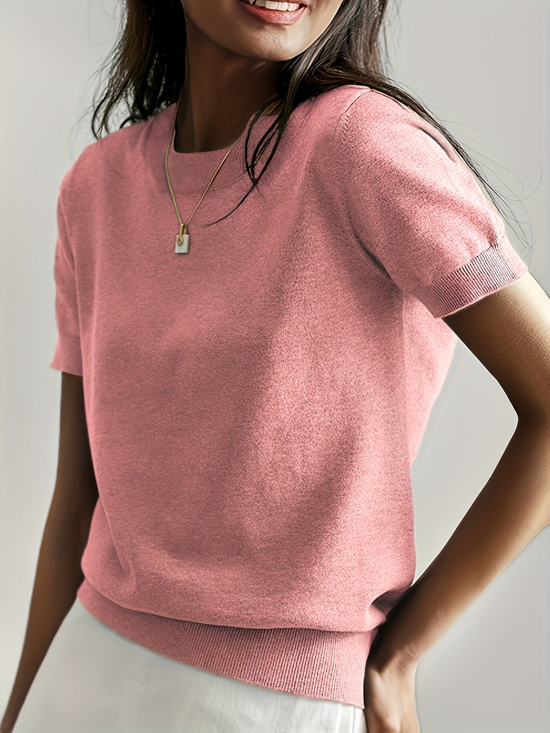 Maglietta Donna Maglia Manica Corta Stile Casual Elegante