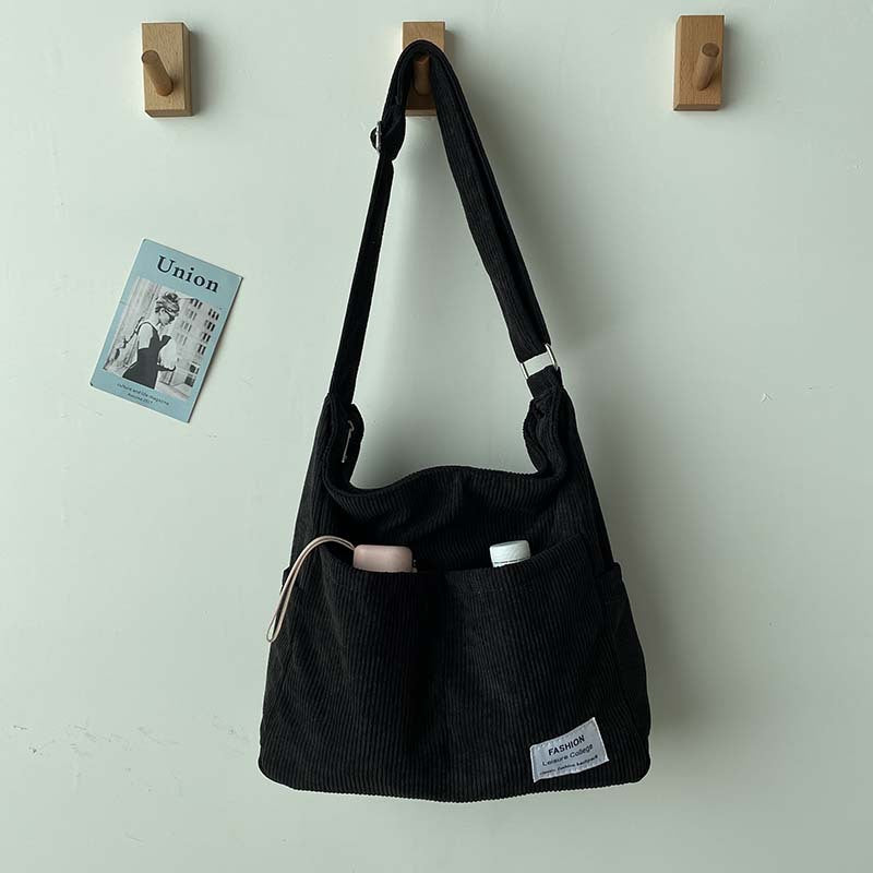 Borsa Tracolla Donna in Tela Velluto a Coste Classica Resistente