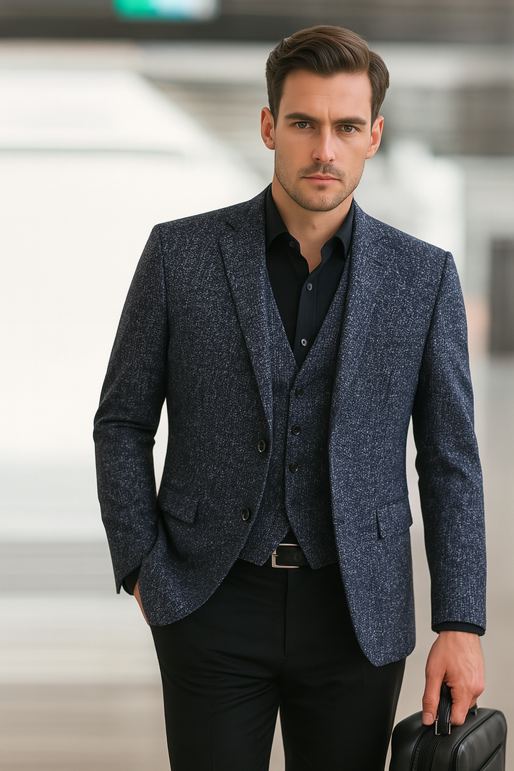 Aliv | Uomo Giacca Blazer Slim Primavera Blu Navy