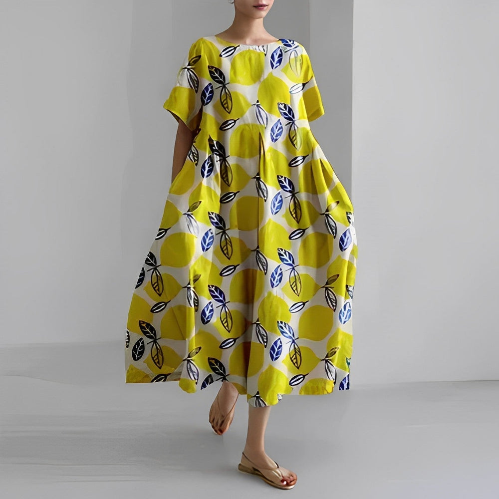 Allegra | Abito Lungo da Cerimonia Floreale Giallo