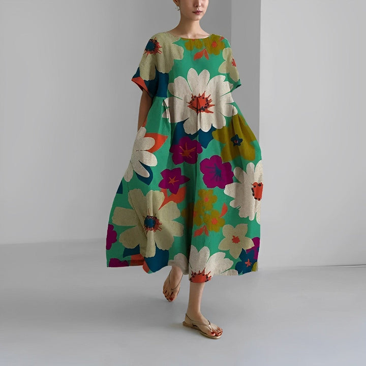 Allegra | Abito Lungo da Cerimonia Floreale Verde