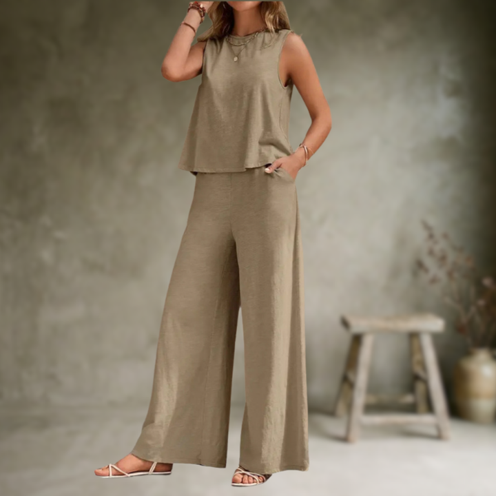 Set Estivo Donna Due Pezzi Tessuto Traspirante Elegante - Vesarelli
