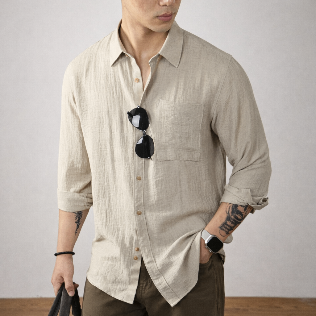 Camicia Uomo in Lino Traspirante Vestibilità Classica - Vesarelli