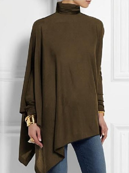 Allegra | Top Asimmetrico in Pile Marrone