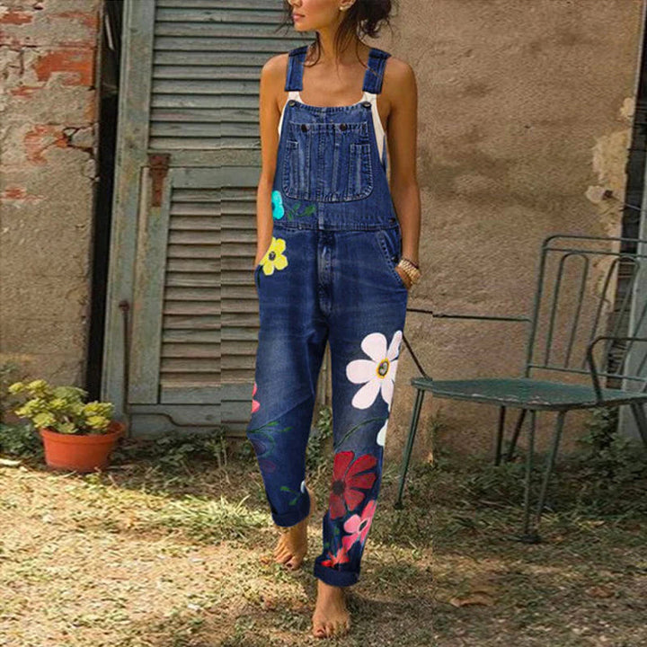 Tuta Donna in Denim Floreale Vestibilità Regular - Vesarelli