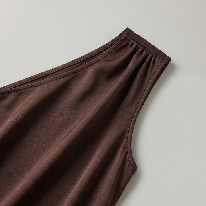Alovra | Abito Lungo Donna Monospalla in Raso Arricciato Aderente 2