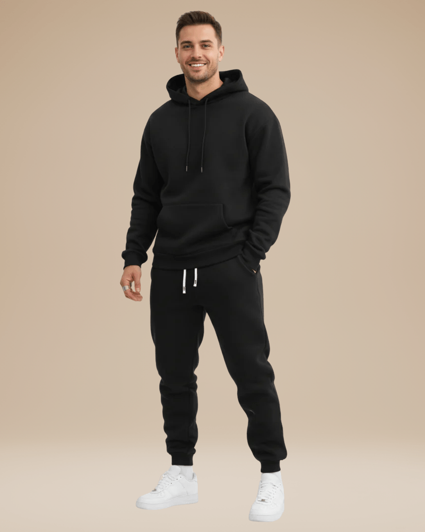Alzara | Completo Sportivo Felpa Con Cappuccio E Jogger Nero