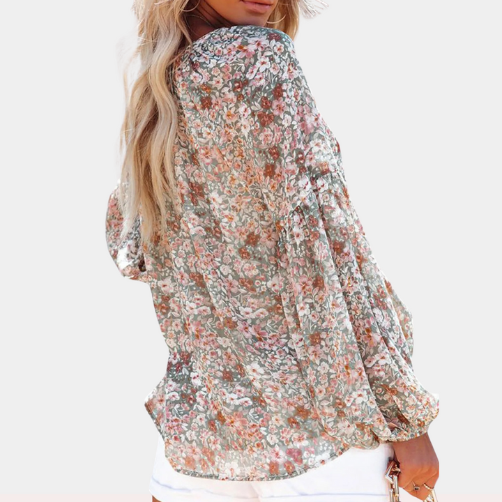 Camicetta Donna Leggera Tessuto Floreale Vestibilità Casual