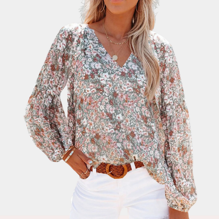 Blusa Donna Maniche Lunghe Tessuto Leggero Estiva