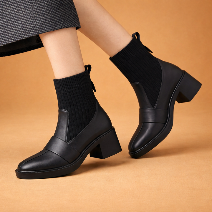 Scarpe Donna Alte Caviglia Tacco Basso Classiche - Vesarelli