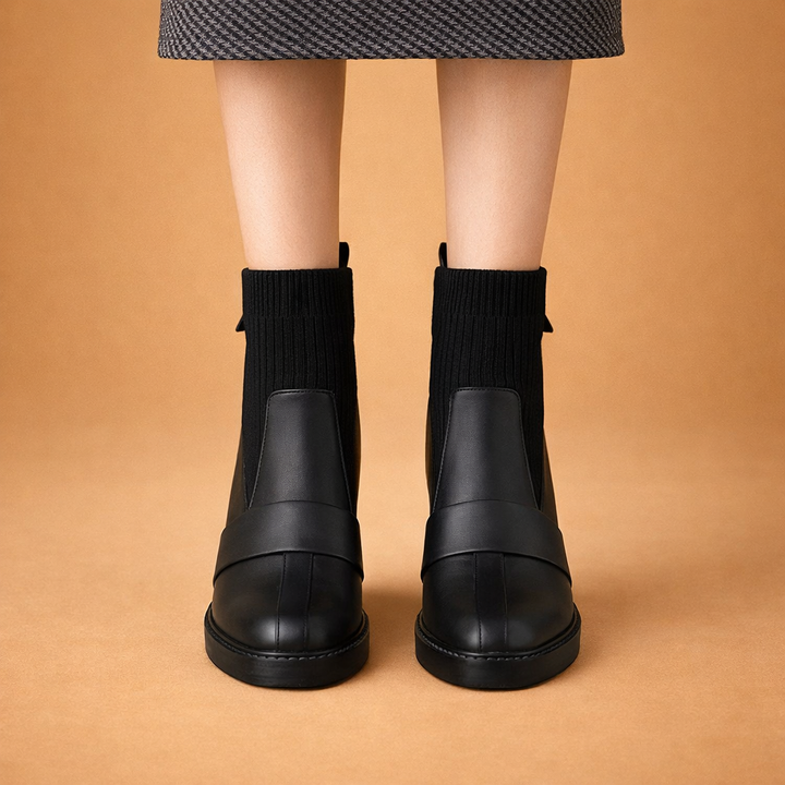 Scarpe Donna Alte Caviglia Tacco Basso Classiche
