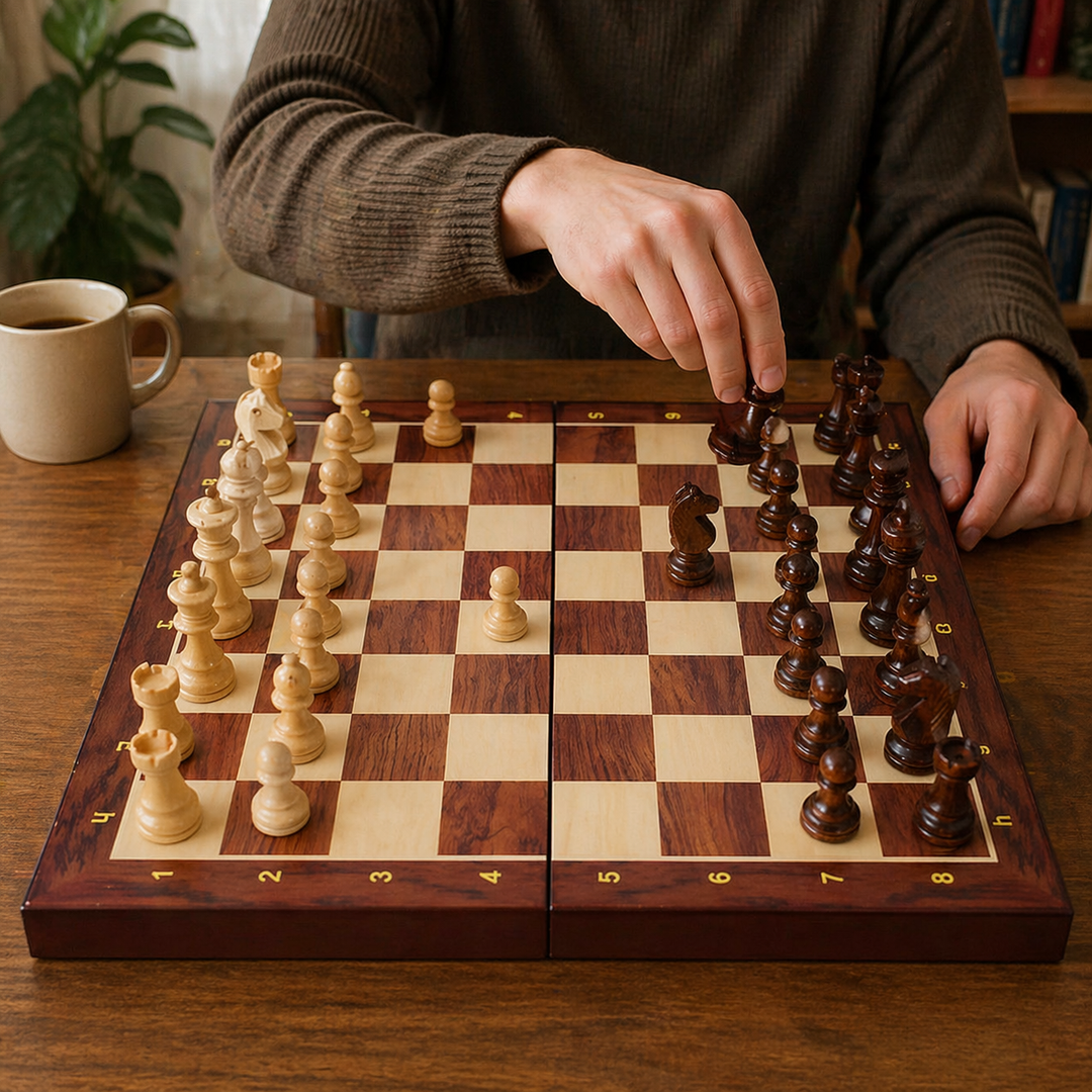 Gioco Scacchi Pieghevole Legno Scacchiera Feltro Strategico - Vesarelli