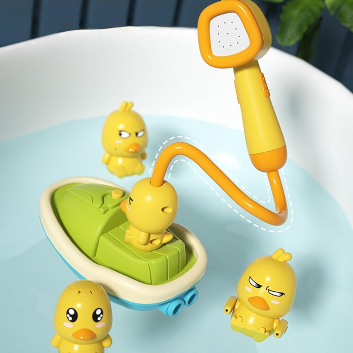 AquaTots | Set di giocattoli da bagno con anatre galleggianti e delicato spruzzatore d'acqua per bambini 1
