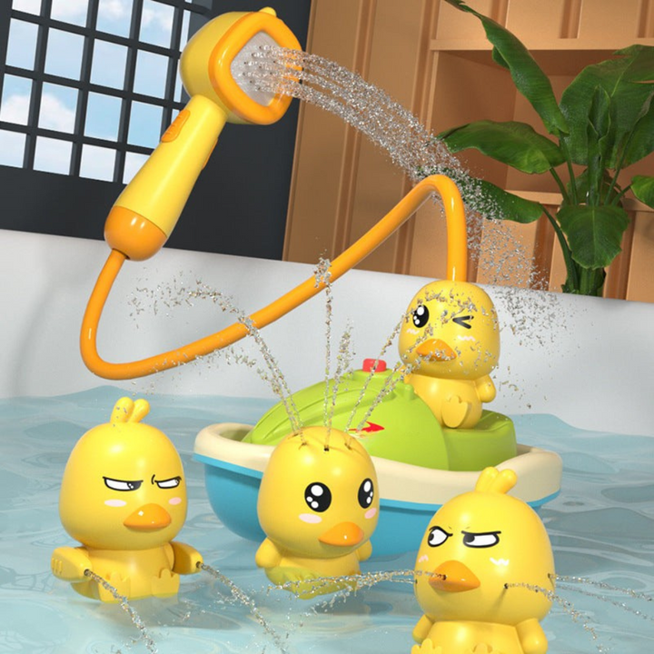 AquaTots | Set di giocattoli da bagno con anatre galleggianti e delicato spruzzatore d'acqua per bambini 2