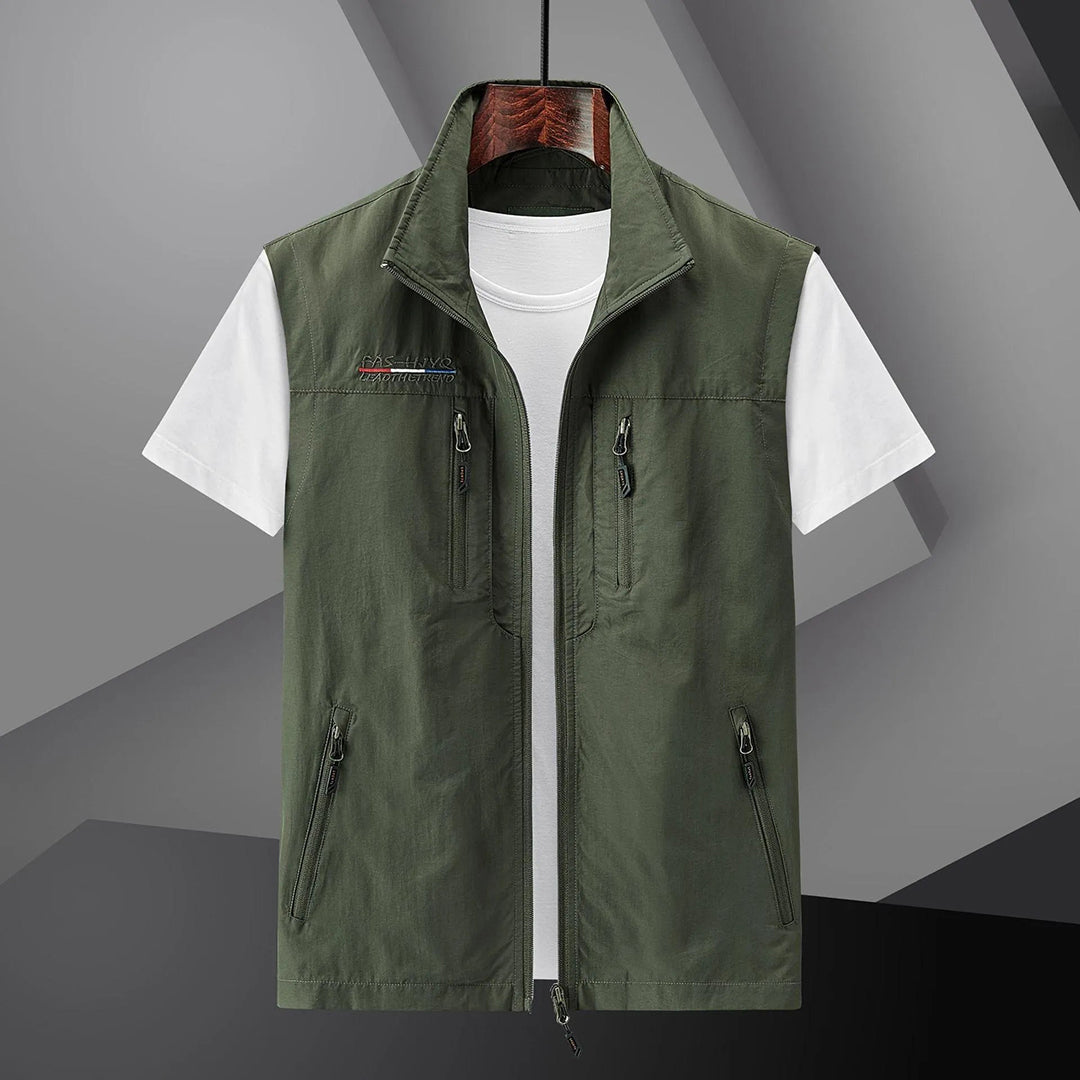 Gilet Uomo Multitasche Tessuto Leggero Estivo per Attività Outdoor