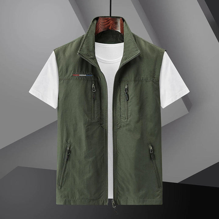 Gilet Uomo Multitasche Tessuto Leggero Estivo per Attività Outdoor