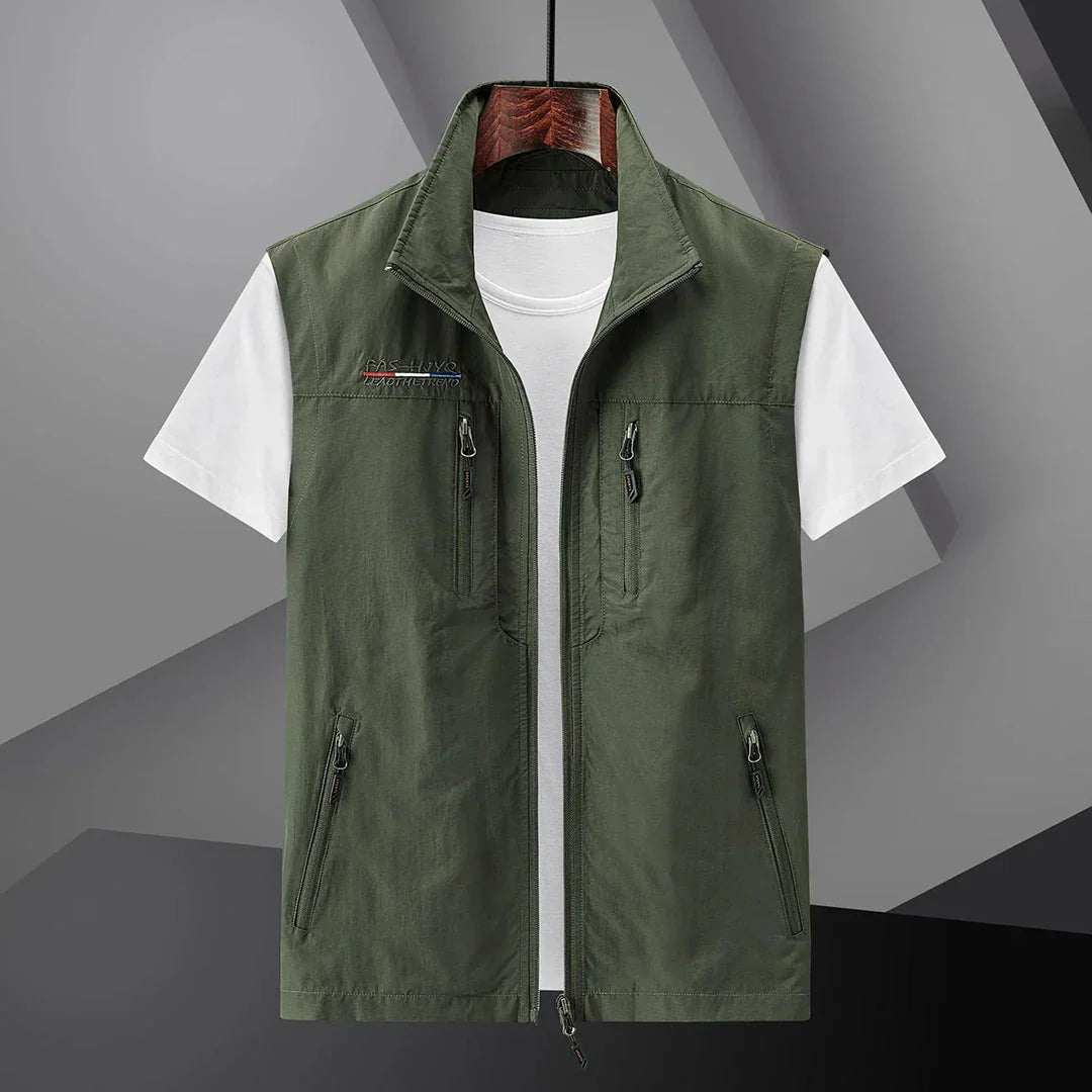 Gilet Uomo Multitasche Tessuto Leggero Estivo per Attività Outdoor