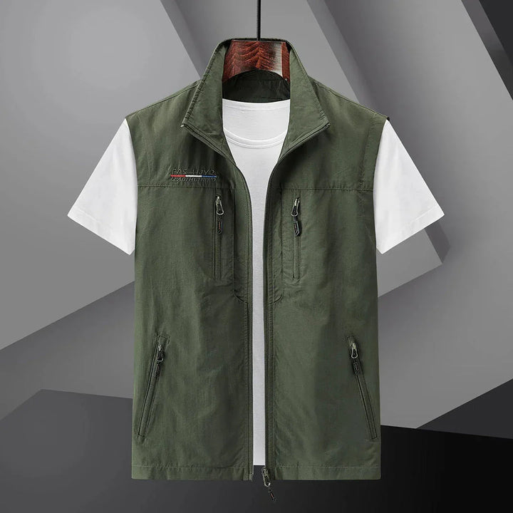 Gilet Uomo Multitasche Tessuto Leggero Estivo per Attività Outdoor