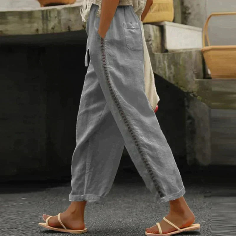 Pantaloni Donna Casual Tessuto Morbido Vestibilità Regular