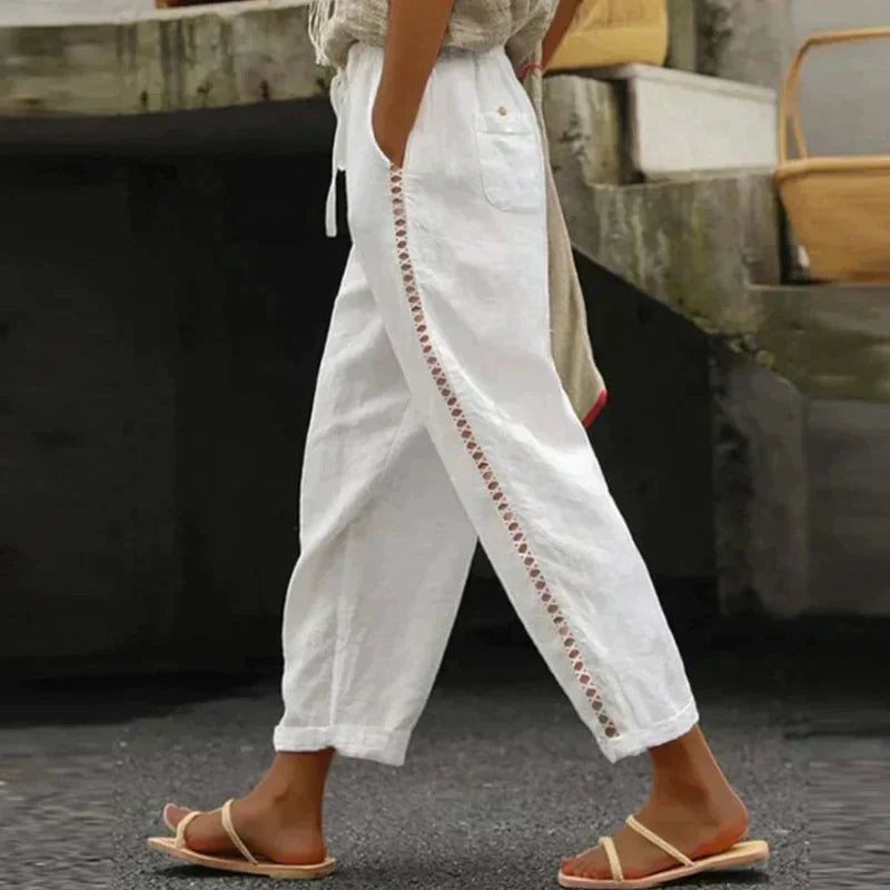 Pantaloni Donna Casual Tessuto Morbido Vestibilità Regular