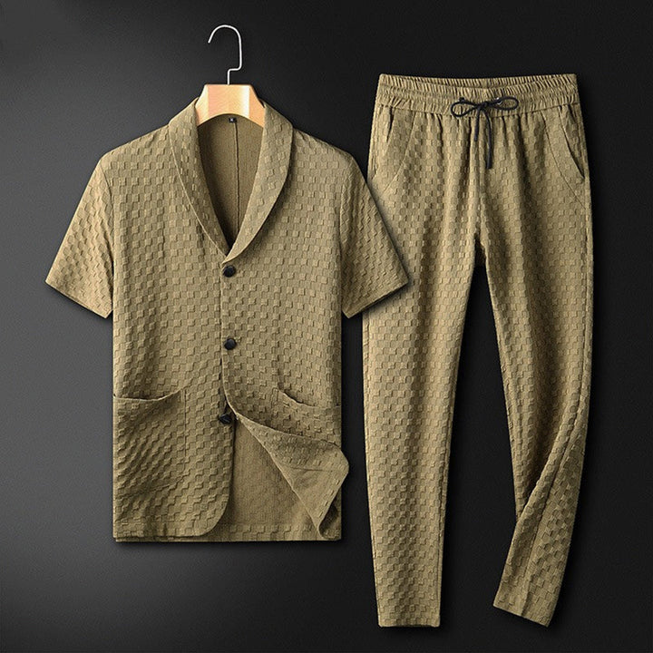 Completo Estivo Uomo Jacquard Pantaloni Eleganti