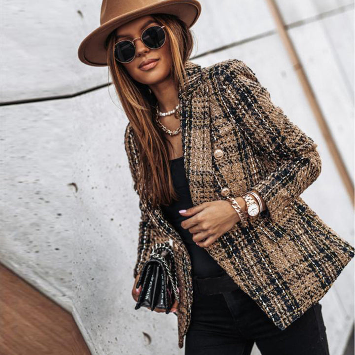 Blazer Donna Abbottonato Casual Vestibilità Autunnale - Vesarelli